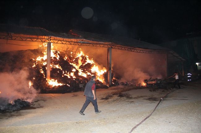 Havza'da Samanlık Yangını 300 Ton Saman Yandı