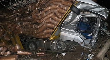 Samsun’da Yoldan Çıkan Tır Sürücüsü Yaralandı