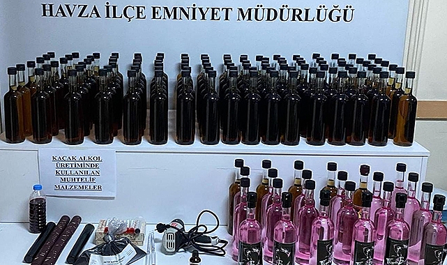 Havza’da Kaçak İçki İmalathanesine Polis Baskını