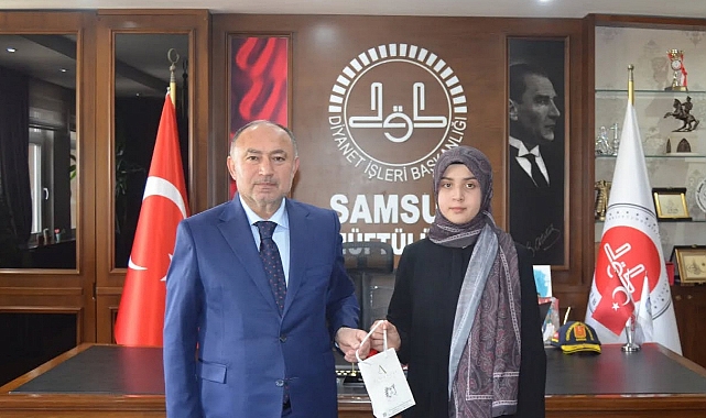 Ladik'ten Hafızlık Türkiye Şampiyonu Burcu İlbay, İl Müftüsü’nün Konuğu Oldu