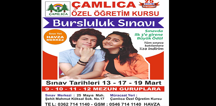 Çamlıca Özel Öğretim Kursundan Bursluluk Sınavı