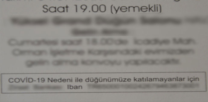 Düğünlerinde IBAN'lı Covit 19 Tedbiri