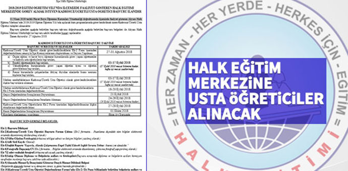 Halk Eğitime Usta Öğretici Alınacak