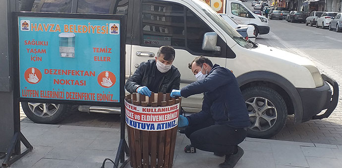 Havza Belediyesinden Maske Ve Eldiven İçin Atık Kutusu