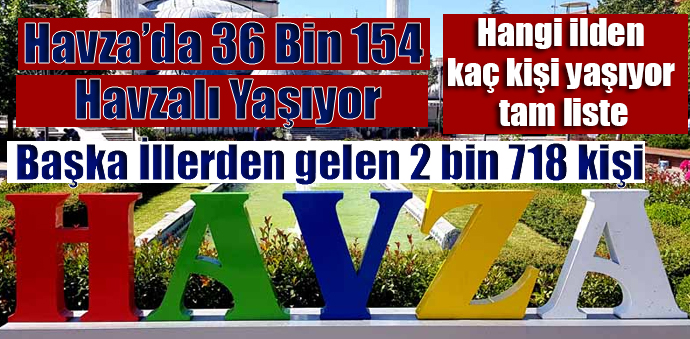 Havza’da 36 Bin 154 Havzalı Yaşıyor
