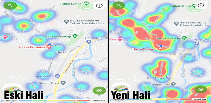 Havza’da Korona Virüs Yoğunluğu Haritası Bu Hafta Yükselmeye Başladı