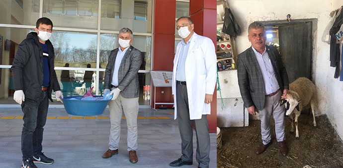 Havzalı Muhtar Sağlık Çalışanları İçin Kurban Kesti