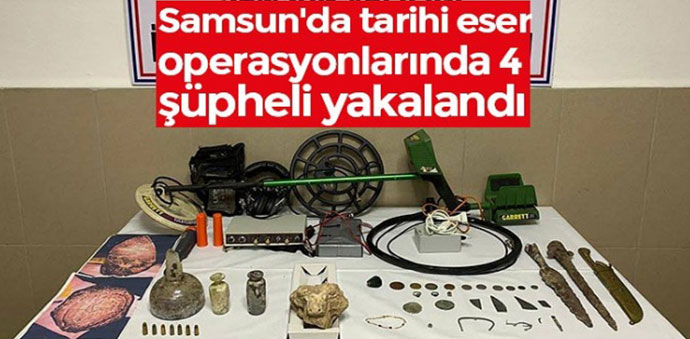 Samsun'da düzenlenen iki tarihi eser operasyonunda 4 şüpheli gözaltına alındı